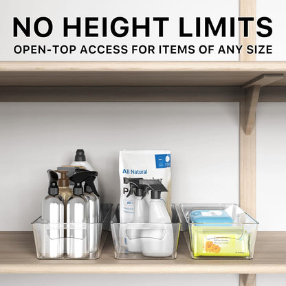 Simple Houseware 4 Pcs Pantry Clear Bin Storage Organizer, 14" x 7" x 3.75"
