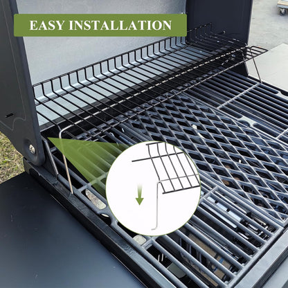 Utheer 2-Pack Griddle Warming Rack for Blackstone 28" Griddles, Stainless Steel Flat Top Grill Accessories | Reversible Rack Adds Prep Space, Foldable Clip-On Design Expands Cooking & Holding Area
