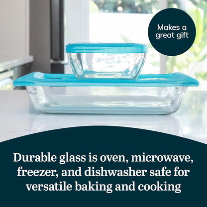 Libbey Baker’s Premium 2 Piece Glass Pie Plate, Stackable, Space Saving Casserole Dish Set with Lids, Glass Baking Dish Set for Fruit Pies, Quiches
