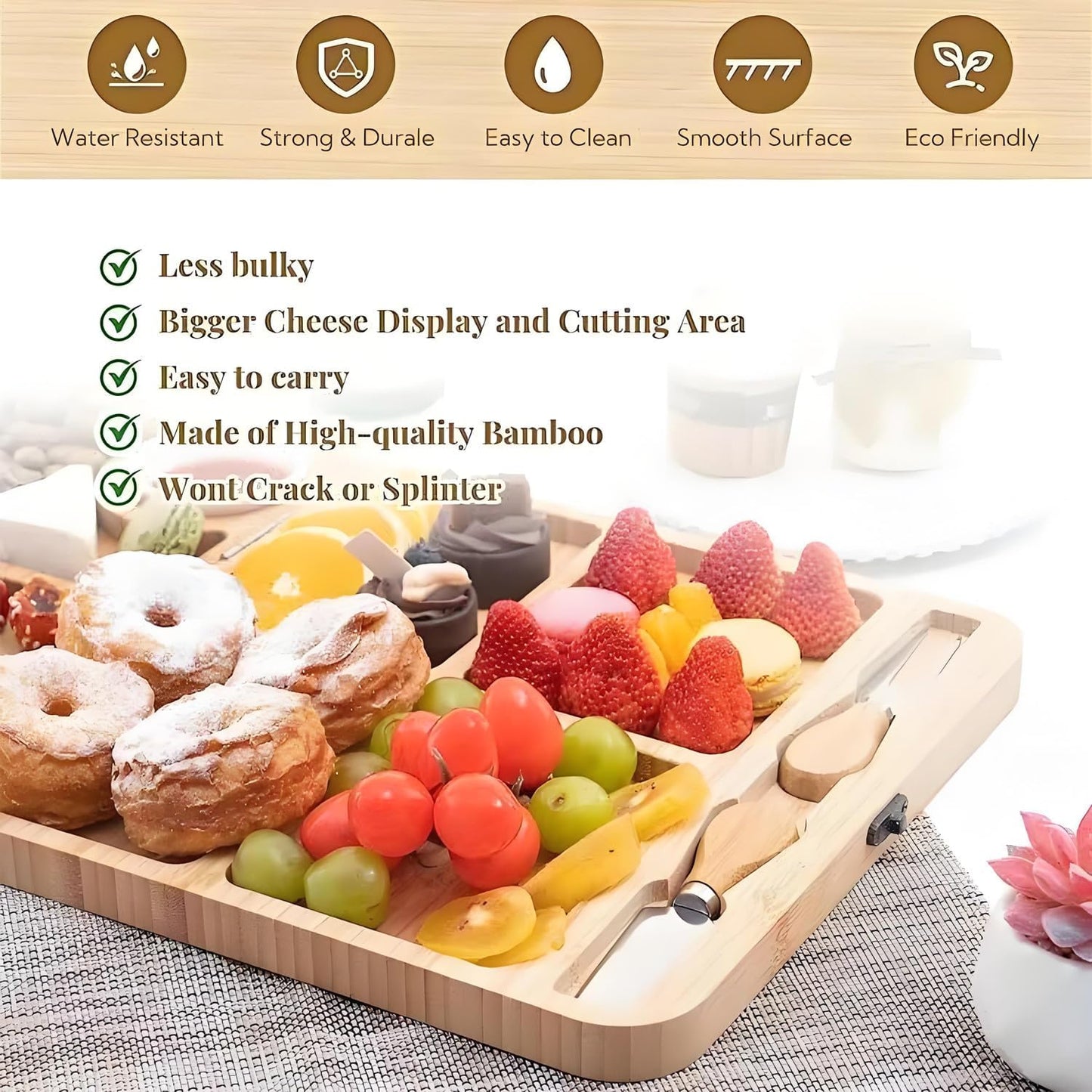 Charcuterie Boards Gift Set, Large Foldable Bamboo Charcuterie Board Set with Knife Set, Expandable Cheese Board Platter for Family Gatherings, Picnics, Parties & Holiday Entertaining.