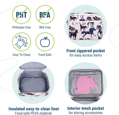 Wildkin Kids Insulated Lunch Box, Keeps Food Hot or Cold, BPA-Free with Mesh Pockets & Easy-Clean Lining – Ideal for School, Travel & Daycare – Holographic