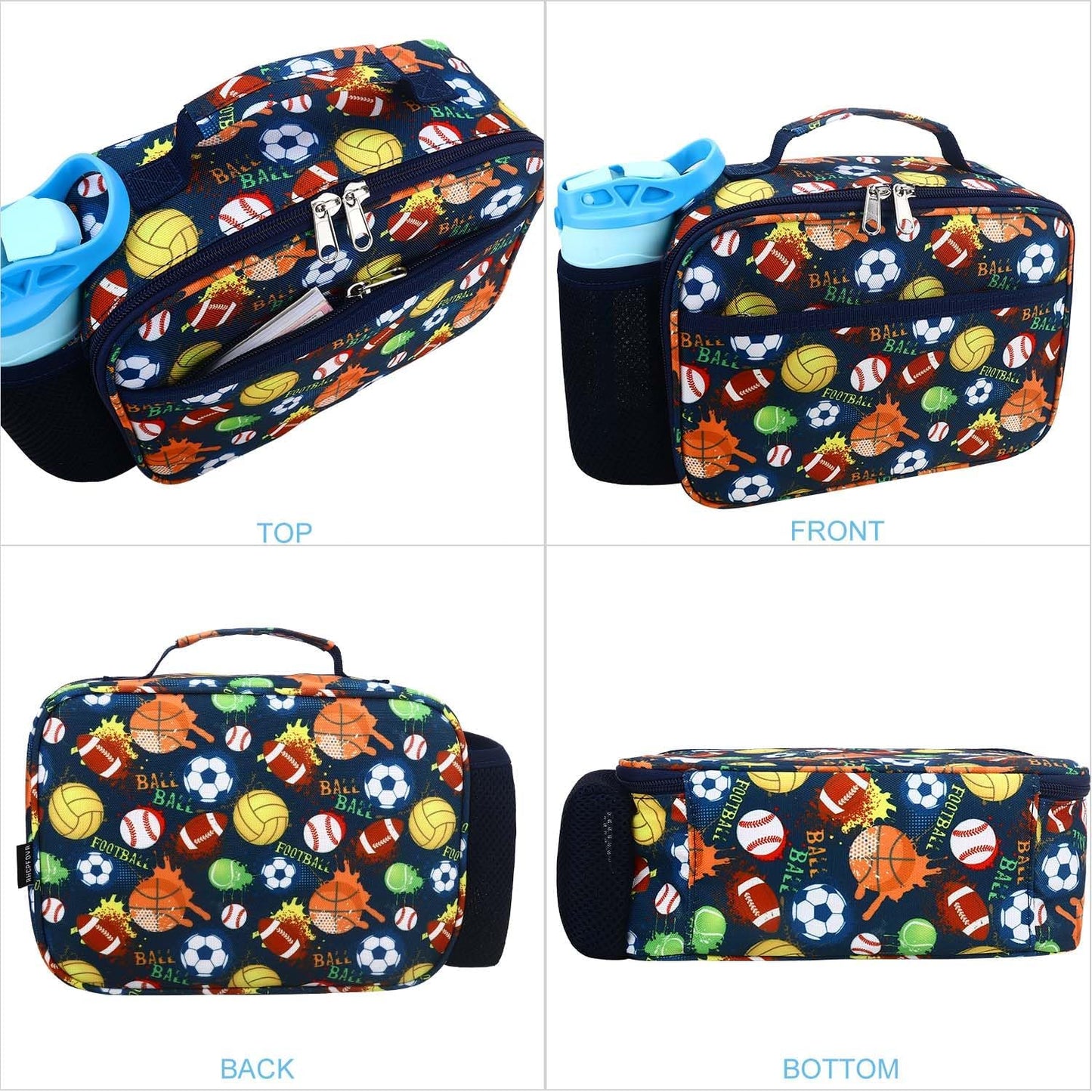 RHCPFOVR Kids Lunch Bag - Insulated Lunch Box for Boys Girls,Washable Lunch Bag and Reusable Toddler Leak-proof Lunchbox for School and Daycare - Colors A