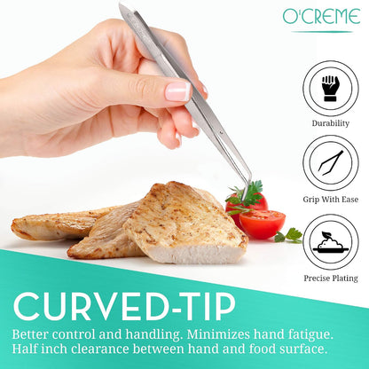 O'Creme Stainless Steel Precision Kitchen Tweezer Tongs 6.25" with Fine Tip (Purple)