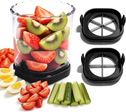 Fruit Slicer Cup 4 (6) Slice Blade Detachable Perfect Salads Sushi Pink