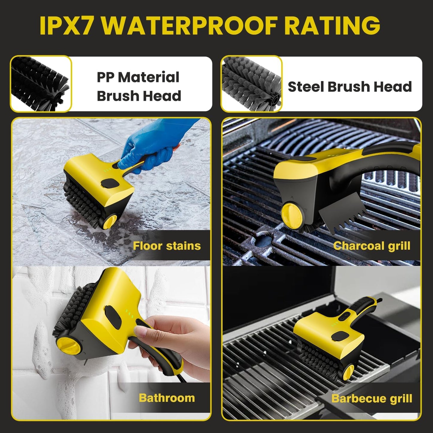 Grill Brush for Outdoor Grill,Grill Brush Bristle Free BBQ Grill Brush with Durable Scraper for Cast Iron/Stainless-Steel Grates, 2 BBQ Replaceable Grill Cleaner Brush, Gifts for Men/Dad