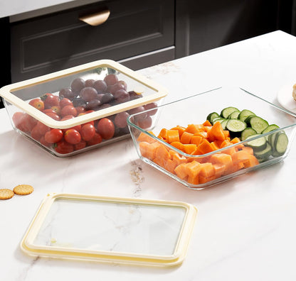 Urban Green Glass Food Container Set with Glass Lid, 4 Pack, Food Storage Containers Set, Airtight, LeakProof, 100% Plastic Free, Meal Prep Containers (White Color)