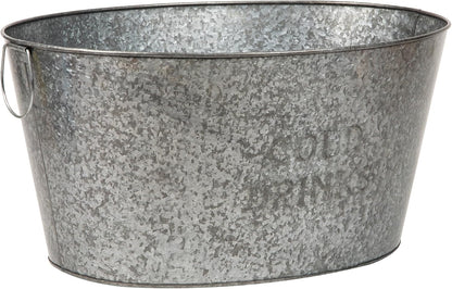 Mind Reader Ice Beverage Bucket for Parties, Wine Bucket, Baby Photo Tub, Galvanized Metal, 17.25" L x 11" W x 9.5" H, Silver