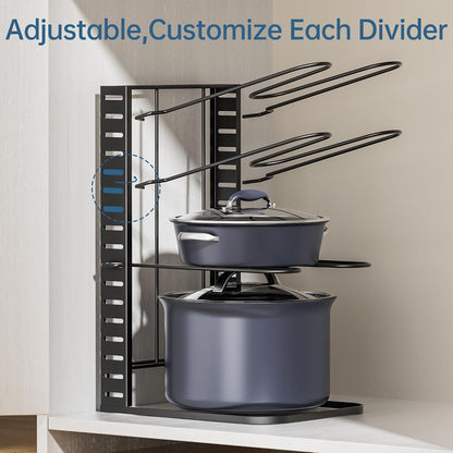 ORDORA Pots and Pans Organizer Under Cabinet 16.6", 8-Tier Adjustable Rack