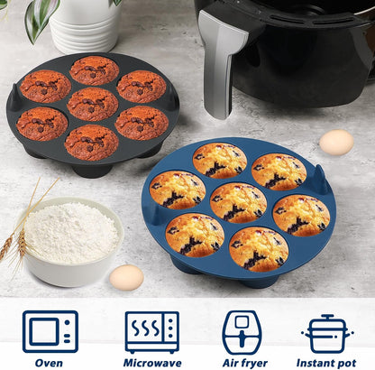 Webake Silicone Air Fryer Muffin Pan for Baking Egg Bites Silicone Mold, Nonstick 1.8 Inch Mini Muffin Tin BPA Free Set of 2