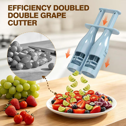 Double Barrel Grape Cutter for Toddlers, Slicer Tool for Fruits & Veggies
