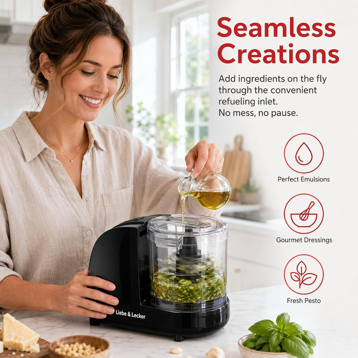 Liebe&Lecker Mini Food Processor 1.5 Cup Electric Food Chopper