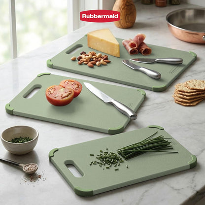 Rubbermaid 3pc Reversible Wheat Fiber Cutting Board Set | Cutting Boards for Kitchen – Dishwasher Safe, Non-Slip Corners, Lightweight & Easy To Store- Large Cutting Board for Meat, Veggies & Fruits