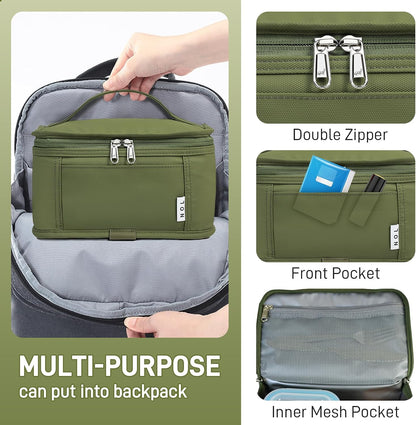 NOL Mini Insulated Lunch Bag for Women Men Kids | Small Leakproof Reusable Lunch Tote | Fits 6 Cans 330ml | Thermal Cooler for Work School Picnic Camping, Navy blue