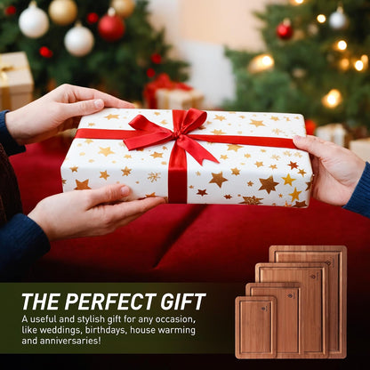3 Packs Bamboo Cutting Board Set with Non Slip Feet and Over Sink Nice Solid Thick Wood Juice Groove Chopping Board Extra Large Big Small Best Hardwood Kitchen Counter Organic Vegetable