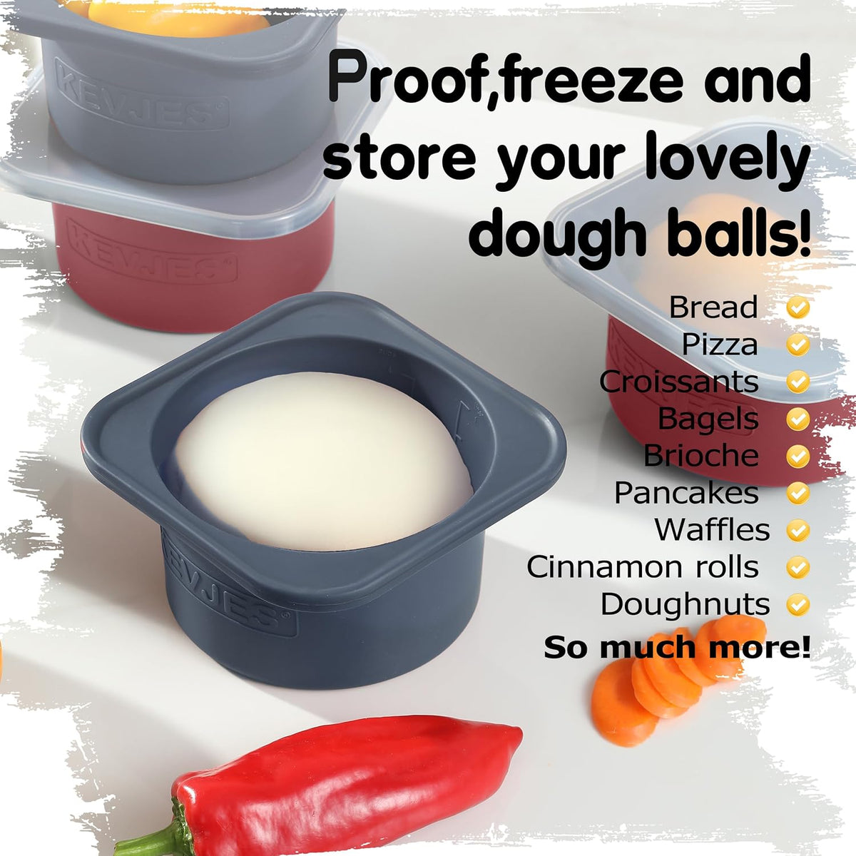 PLUS 1000ml Pizza Dough Proofing Containers, 2-Pack, Green