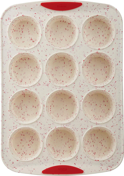 Trudeau Silicone Muffin Pan, 12 Cavities, Fuchsia (Model: 05115197KR)