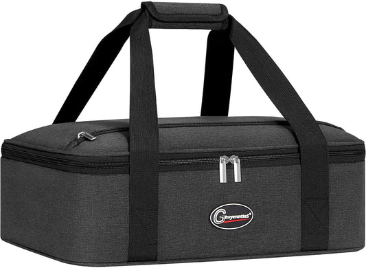 GhvyenntteS Insulated Casserole Carrier, Double Casserole Carriers for Hot or Cold Food Warmer Bag, Lasagna Lunch Bag Keep Food Warm for Potluck Parties, Picnic, Travel, Fits 9"x13" Baking Dish, Grey