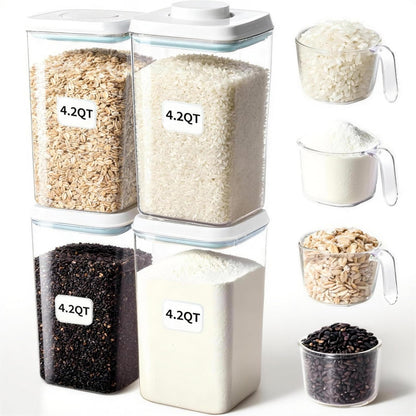 Pop Containers with Lids - Stackable Airtight Food Storage, Kitchen Pantry Storage Containers for Snacks Candy Salt Herbs Spices BPA-Free (3300ML / 3.48QT / 112OZ *3)