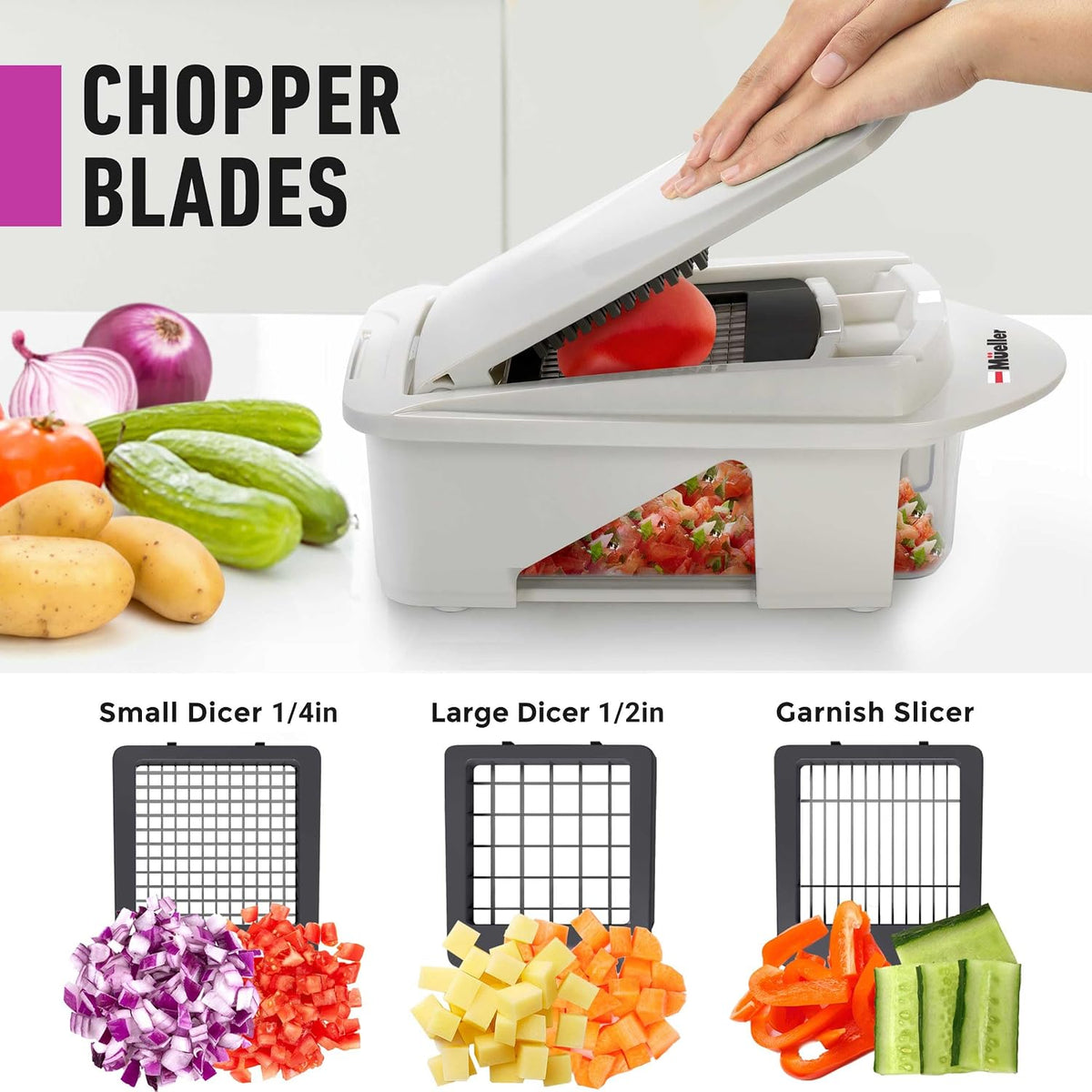 MUELLER HOME Pro-Series 10-in-1 Stainless Steel Multi Vegetable Chopper