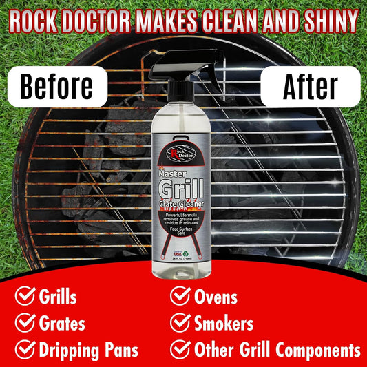 Rock Doctor Grill & Grate Cleaner 24oz. 2-Pk Food Surface Safe, Powerful Foaming Action, No Fumes, Fast Acting Formula Removes Grease, Grime