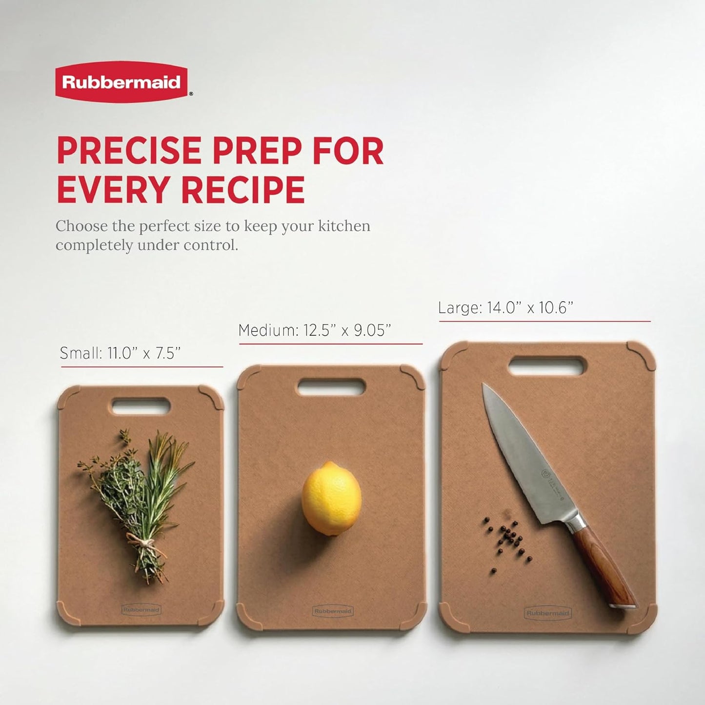 Rubbermaid 3pc Reversible Wheat Fiber Cutting Board Set | Cutting Boards for Kitchen – Dishwasher Safe, Non-Slip Corners, Lightweight & Easy To Store- Large Cutting Board for Meat, Veggies & Fruits