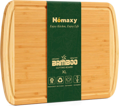 Homaxy Extra Large Bamboo Cutting Boards for Kitchen, 18x12.5" Wood XL Cutting Board with Juice Groove, Butcher Block Wooden Chopping Board for Kitchen, Meat, Cheese, Fruit & Vegetables - Pre Oiled