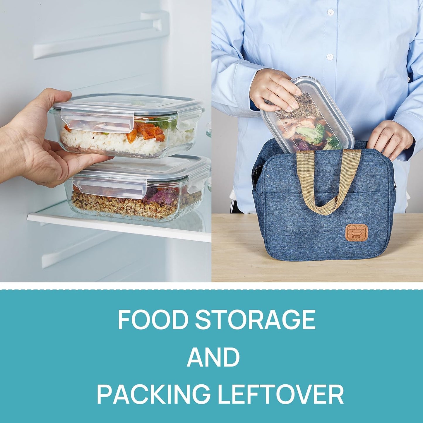 Vtopmart 10 Pack 35oz Glass Food Storage Containers with Lids, Meal Prep Containers, Airtight Reusable Lunch Container Set, Safe for Oven, Microwave, Freezer, and Dishwasher, Grey