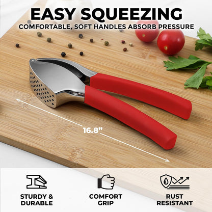 Zulay Kitchen Metal Comfort Grip Garlic Press
