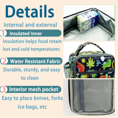 Kulle Astronaut Lunch Box for Boys, Insulated Kids Lunch Bag with Freezable Compartment, Thermal Reusable Lunchbox for School, Outdoor, Daycare - Space Theme Design