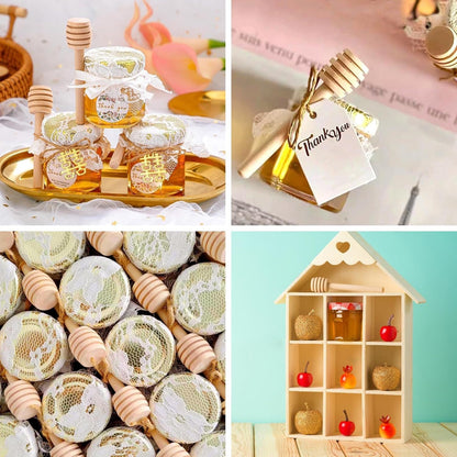 Honey Dipper Sticks- Wooden Honey Dipper 3 Inch Mini Honeycomb Stick for Christmas Halloween Party Favors