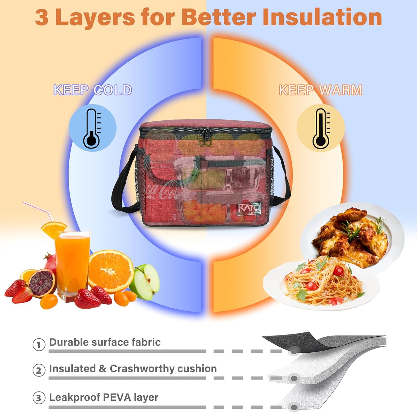 Tirrinia Insulated Lunch Bag for Women Men, Leakproof Lunch Box Containers for Adult, Work, School, Soft Lunchbox for Kids,Boys, Adult Cooler Bag for Picnic Hiking Beach,Charcoal