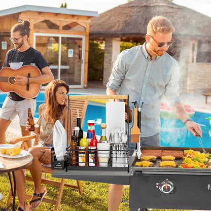 JBBTOOL Grill Caddy, BBQ Caddy for Outdoor Grill with Paper Towel Holder, Picnic Condiment Utensil Storage, Camping Essentials, RV, Tailgating Essentials, Grilling Accessories, Gifts for Men