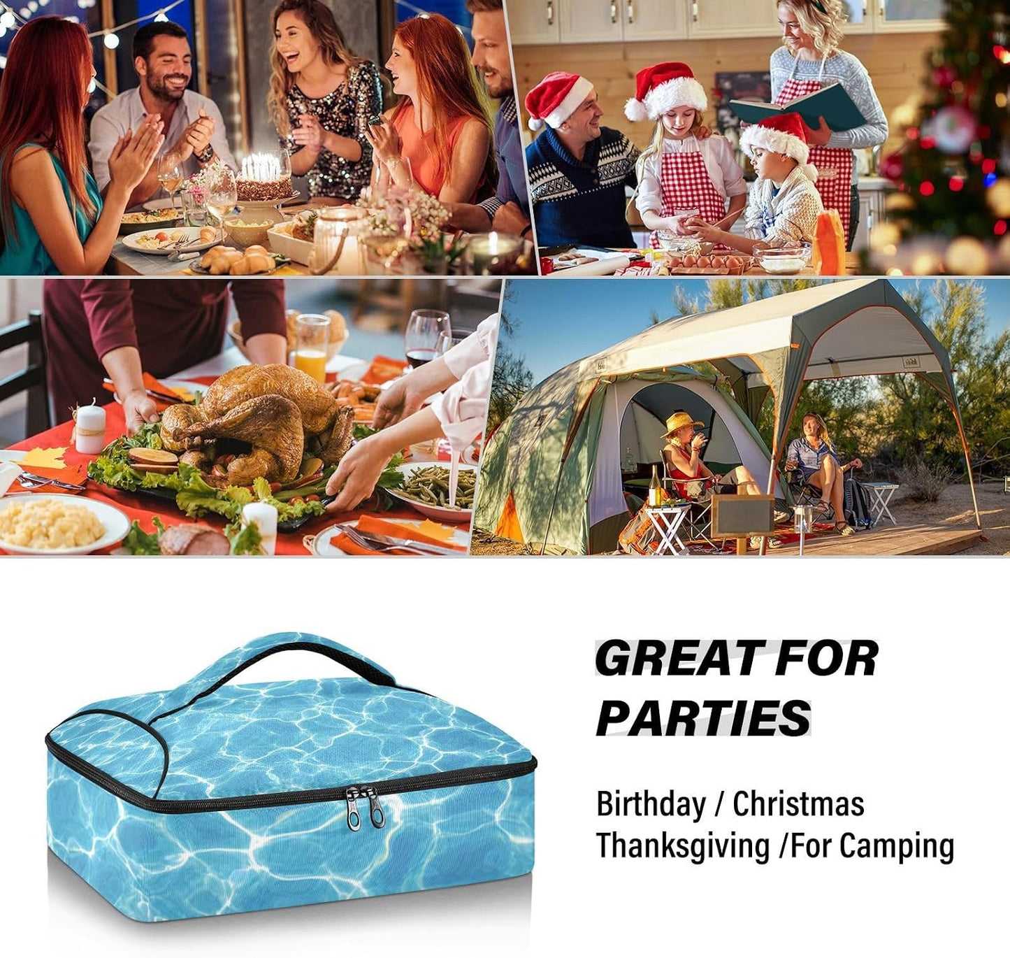 Casserole Carriers for Hot or Cold Food Reusable Casserole Dish Carrier Insulated Thermal Large Capacity Durable Perfect for Party Camping Family Gatherings Yellow Fish - Colors B