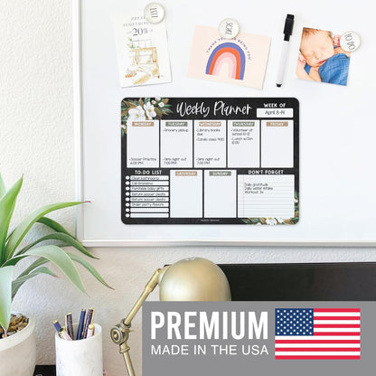 Hadley Designs Weekly Magnetic Calendar for Refrigerator - Dry Erase Board for Fridge, Magnetic Weekly Planner for Kitchen, Reusable Schedule Organizer (Magnolia)