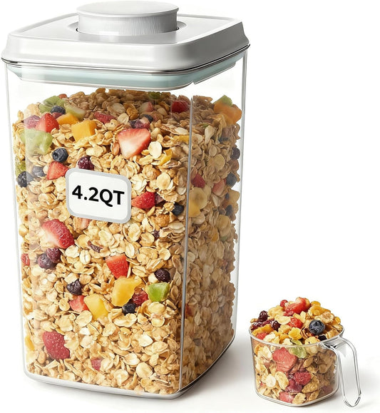 Pop Food Storage Containers Set Large Airtight Food Storage Containers with Pop Lids, Kitchen Pantry Organization and Storage, Cereal, Rice, Flour, Pasta & Snack Container, BPA Free, 2 x 2.8Qt