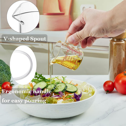 Ackers BORO3.3 Measure Glass -[Insulated handle | V-Shaped Spout]-Made of High Borosilicate Glass Measuring for Kitchen or Restaurant, Easy to Read, 60 ML (2 Oz) 丨(2 Pack)