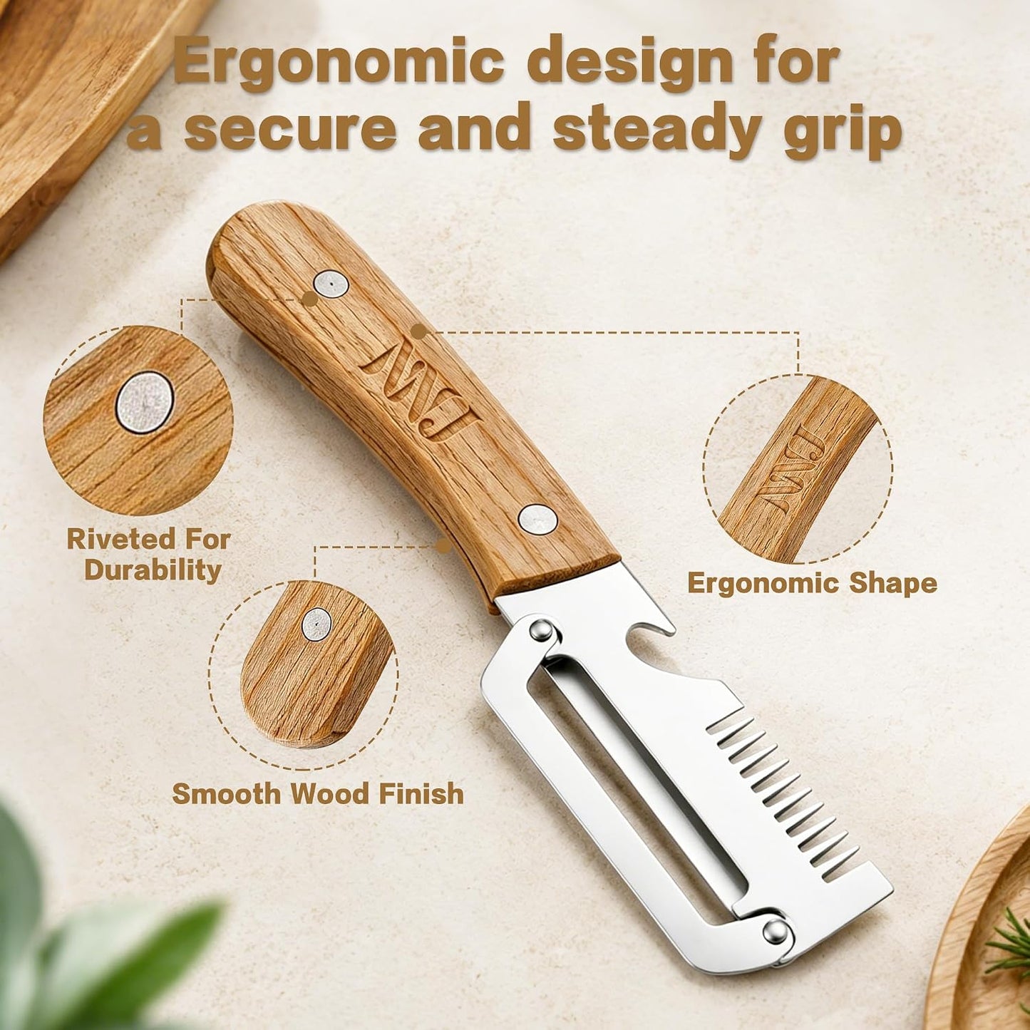 NNJ 2 Pack Vegetable Peeler, Multifunctional Stainless Steel Julienne Peeler for Potatoes, Carrots, Cucumbers, Ergonomic Kitchen Peeler with Built-in Bottle Opener, Sharp Fruit Veggie Shredder Tool
