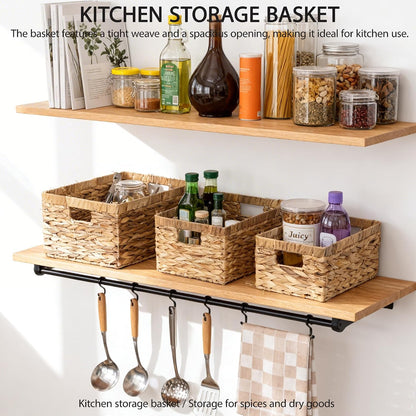 Storage Container, Natural Water Hyacinth Storage Bins Rectangular Basket,Arts and Crafts.