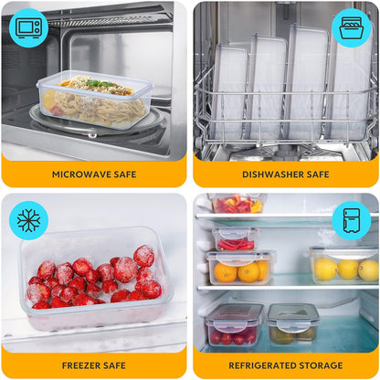 62 PCS Large Food Storage Containers with Lids Airtight (31 Lids &31 Containers) - Leakproof Meal-Prep Containers for Kitchen Storage Reusable Plastic Microwave/Dishwasher Safe with Labels & Pen