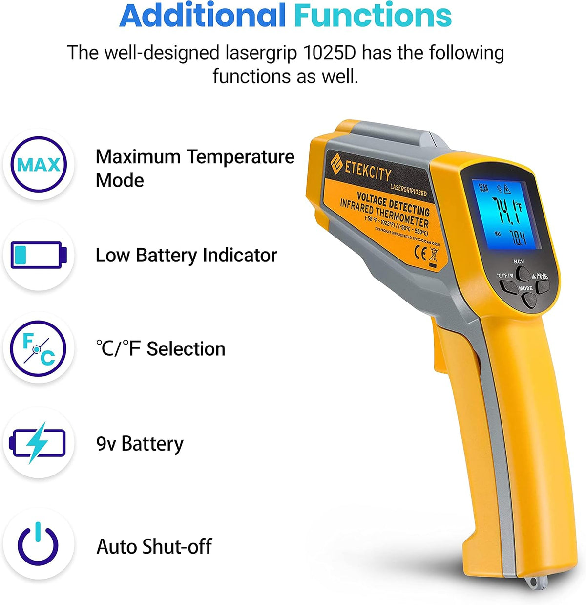 Etekcity Infrared Thermometer Laser Temperature Gun, -58°F~1130°F