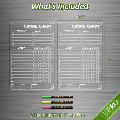 JJPRO Non Magnetic Dry Erase Calendar for Fridge-Reusable Monthly&Weekly Planning Board, List and Blank Board for All Smooth Surfaces. Clear Reusable Board Sticks to Fridge,Wall,Door&Glass