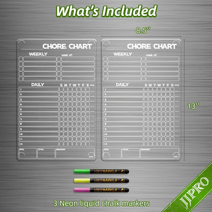 JJPRO Non-Magnetic Clear Weekly Planner & to Do List for Fridge, 8.5"x13" Dry Erase to Do List WhiteBoard,Reuasble Weekly Calendar for Refrigerator,Cabinet,Wall&Glass, All Smooth Surfaces