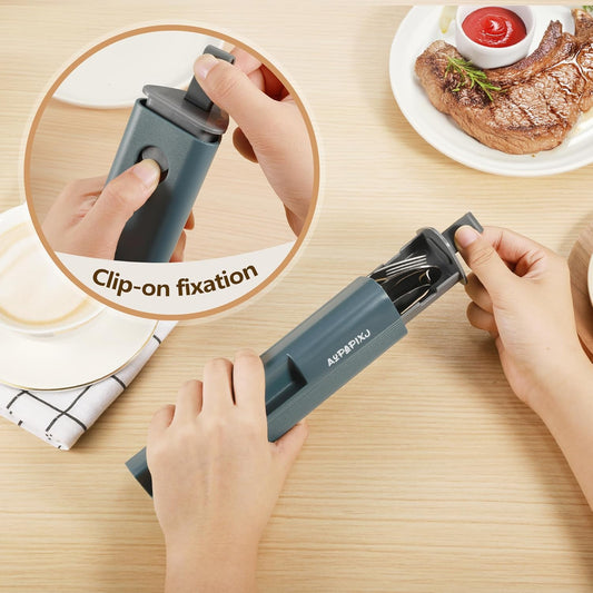 18/8 Stainless Steel Reusable Portable Utensils Set with Case & Phone Stand - Travel Flatware Kit for Office, Camping, Picnic, Outdoor Activities
