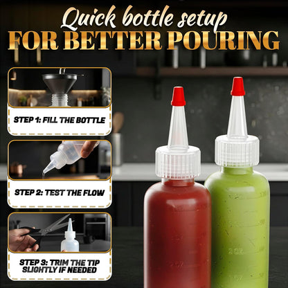 HYQO Small Squeeze Bottles for Sauces, 4 Oz Plastic with Cuttable Tip