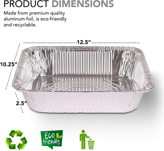 Stock Your Home 9x13 Aluminum Trays with Lids (10 Pack) – Disposable Half Size Deep Pans for Cooking, Storage, BBQ, Grilling, Catering