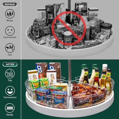 JEISSLIA Lazy Susan Cabinet Organizer Bins for 26"/ 28"/ 32" Diameter Corner Organizer, Plastic Cabinet Storage Bin, 1/8 Wedge - Food Safe, BPA Free, with Non-Slip Pads (for 26" Diameter, 6 Pack)