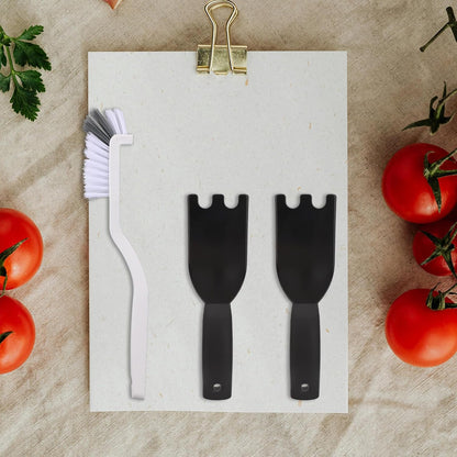 2pcs Universal Grill Scraper & Brush for George Foreman Indoor Grills and Other with Grooves, Heat-Resistant Spatula Cleaner Tool with Comfortable Grip (Black)