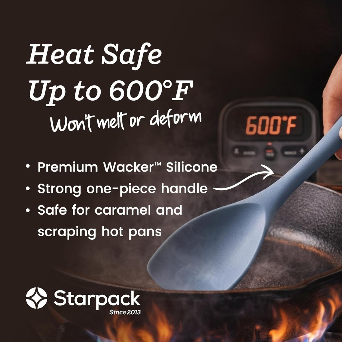 StarPack Silicone Spoonula The All-Rounder 11 Inch - LFGB Spoon Spatula, 600°F Heat Resistant, BPA-Free - One-Piece Seamless, Dishwasher Safe - for Nonstick Cookware, Sage Green
