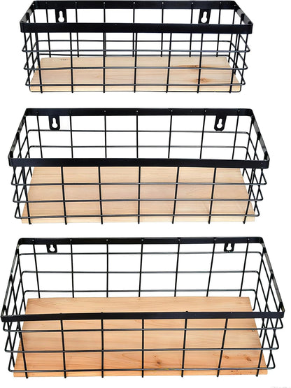 ShabbyDecor Metal Wire Basket with Handles Storage Organizer Stackable Organizing bin for Cabinet Shelf Countertop Under Sink Pantry for Kitchen,Bathroom,Laundry Closet, 1 Pack