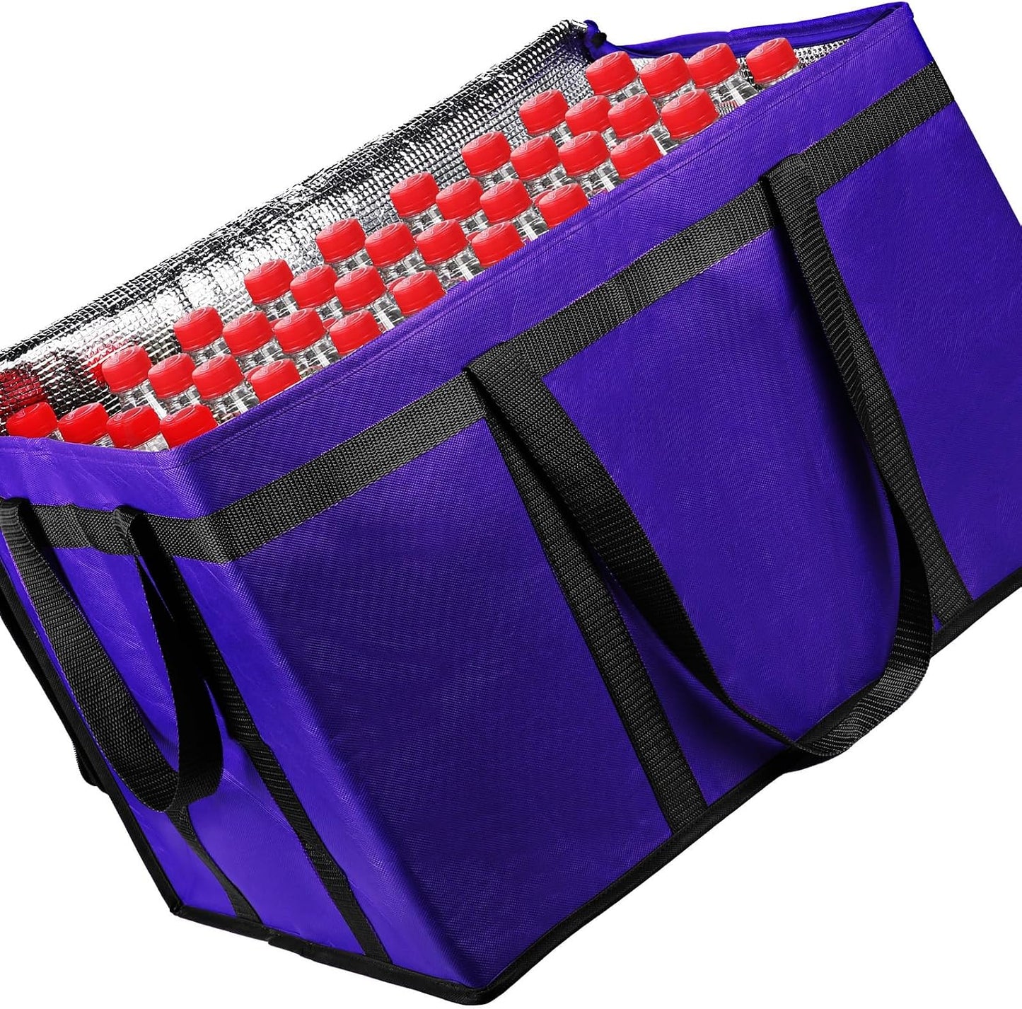 musbus Extra large XXXL Insulated Food Delivery Bag Cooler Bags Keep Food Warm Catering Therma Catering Bag for doordash 22x14x13 Cooler Bags Therma Shopper hot warming RED Pizza BLACK